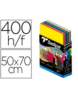 Cartulina sadipal 50x70 cm lisa y rugosa expositor carton 400 hojas surtidas 15 colores