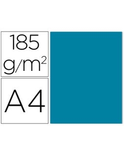 Cartulina guarro din a4 azul caribe 185 gr paquete de 50 hojas
