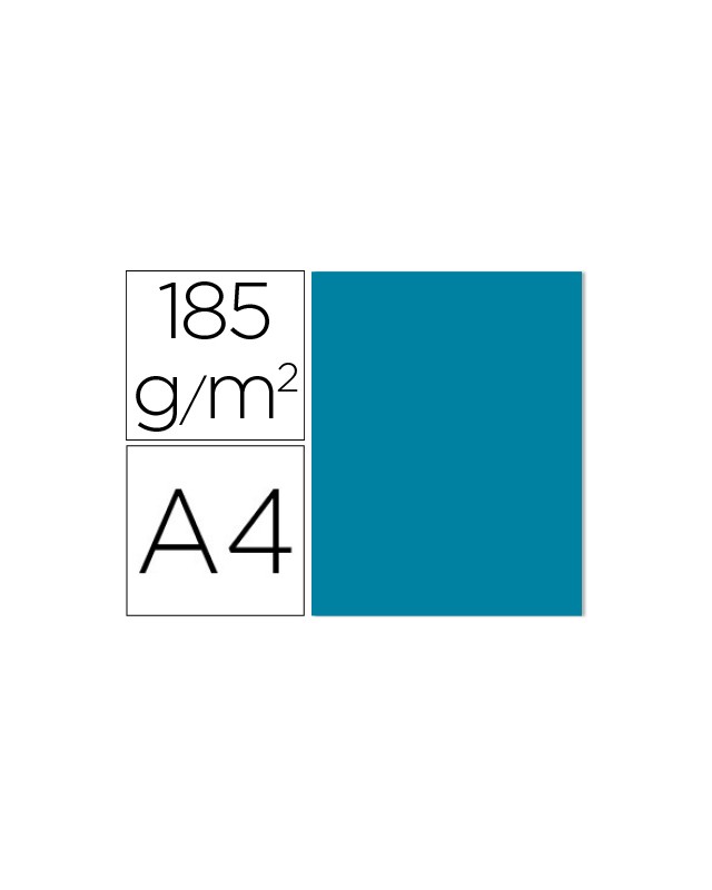 Cartulina guarro din a4 azul caribe 185 gr paquete de 50 hojas