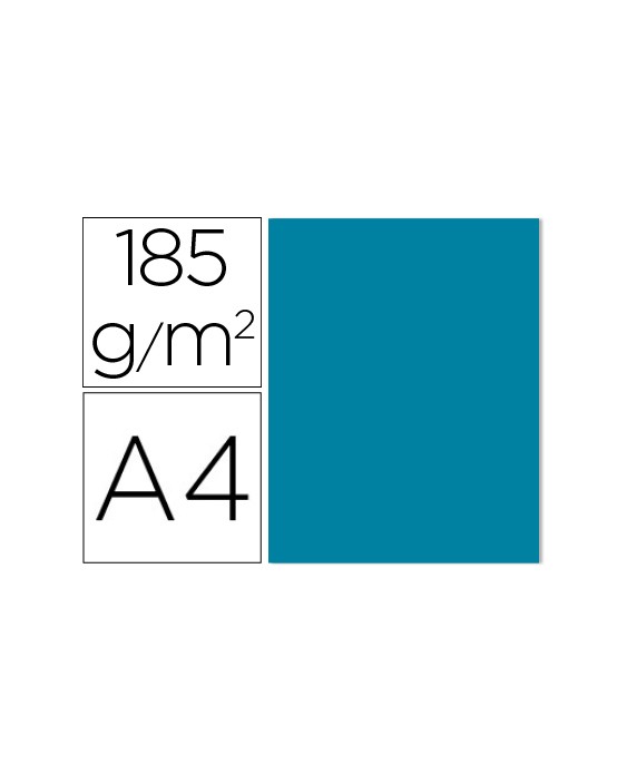 Cartulina guarro din a4 azul caribe 185 gr paquete de 50 hojas