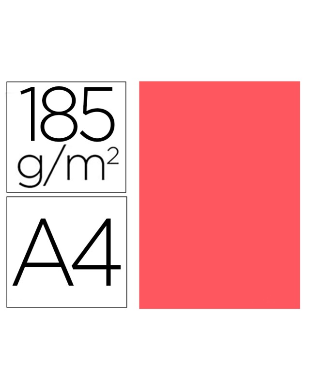 Cartulina guarro din a4 coral 185 gr paquete de 50 hojas