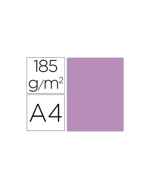 Cartulina guarro din a4 malva 185 gr paquete de 50 hojas