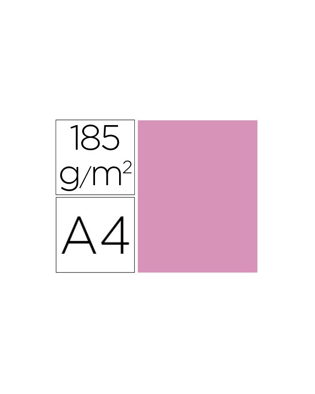 Cartulina guarro din a4 rosa chicle 185 gr paquete de 50 hojas