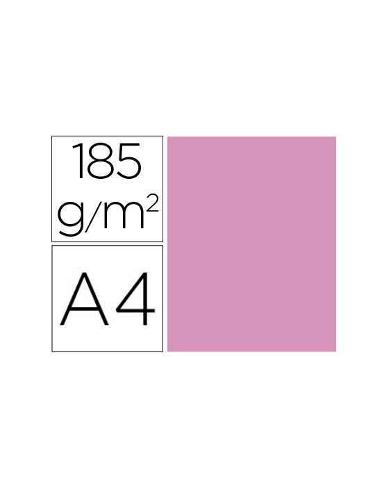 Cartulina guarro din a4 rosa chicle 185 gr paquete de 50 hojas