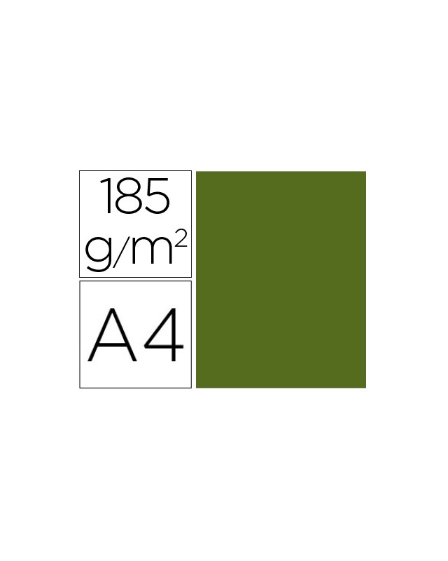 Cartulina guarro din a4 verde safari 185 gr paquete de 50 hojas