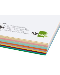 Cartulina liderpapel a4 180g/m2 25 colores surtidos paquete de 100 hojas