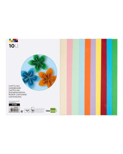 Cartulina liderpapel 50x65 cm 180g/m2 10 colores surtidos paquete de 10 hojas