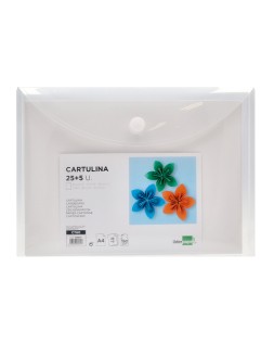 Cartulina liderpapel a4 180g/m2 blanco paquete de 25+5 hojas en carpeta dossier transparente