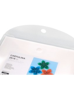 Cartulina liderpapel a4 180g/m2 blanco paquete de 25+5 hojas en carpeta dossier transparente