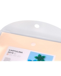 Cartulina liderpapel a4 180g/m2 crema paquete de 25+5 hojas en carpeta dossier transparente con cierre velcro