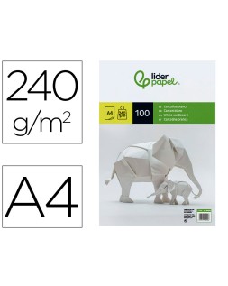 Cartulina liderpapel a4 240g/m2 blanco paquete de 100 hojas