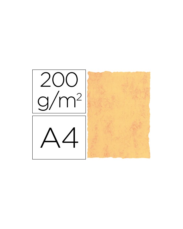 Papel pergamino din a4 200 gr color marmol amarillo paquete de 25 hojas