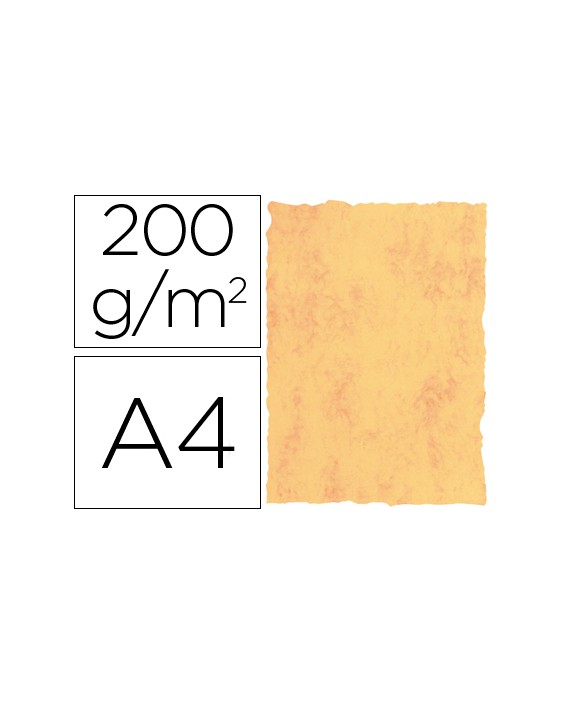 Papel pergamino din a4 200 gr color marmol amarillo paquete de 25 hojas