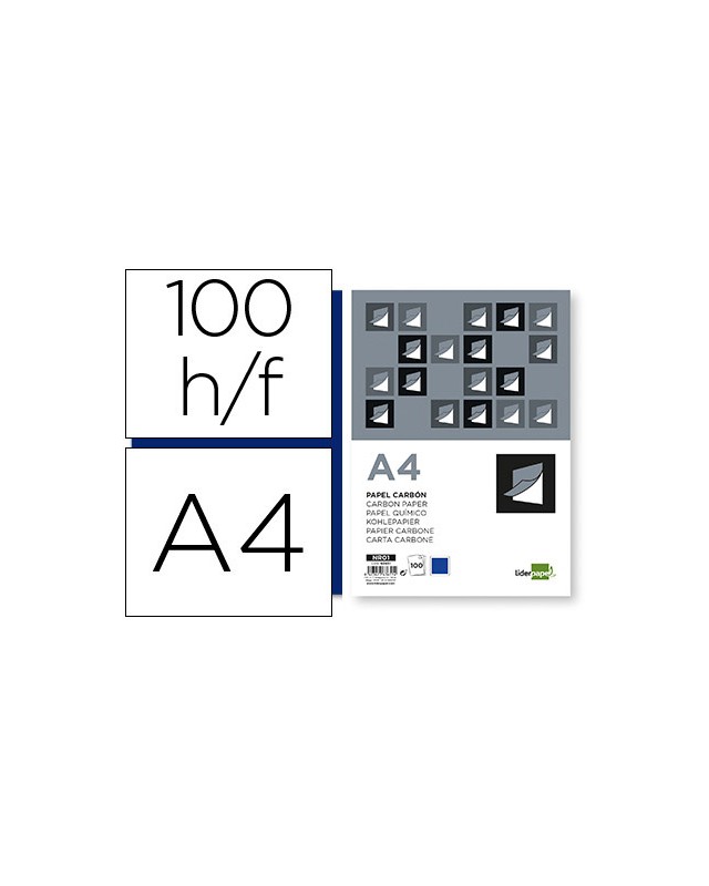 Papel carbon liderpapel film azul din a4 caja de 100 hojas