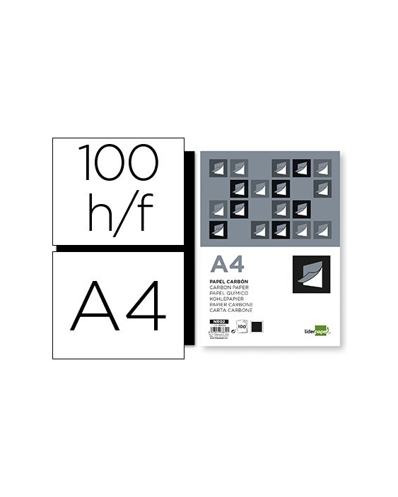 Papel carbon liderpapel film negro din a4 caja de 100 hojas