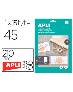 Tarjeta de visita apli invitacion hogar 210x99mm 200 g blanca pack de 15 hojas din a4