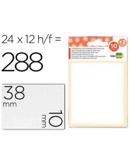 Etiquetas liderpapel sobre de 10 h. + 2 h. Obsequio 10x38 mm -21 unidades por hoja