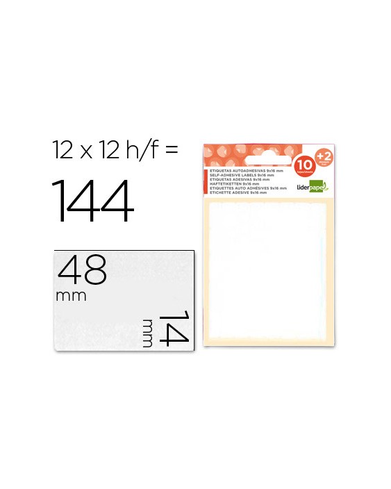 Etiquetas liderpapel sobre de 10 h. + 2 h. Obsequio 14x48 mm -10 unidades por hoja