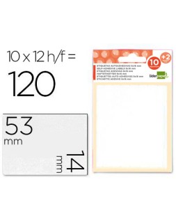 Etiquetas liderpapel sobre de 10 h. + 2 h. Obsequio 14x53 mm -10 unidades por hoja