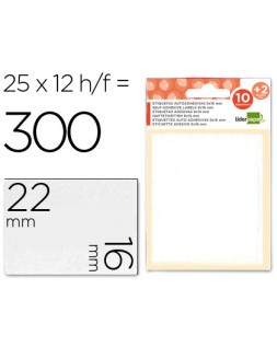 Etiquetas liderpapel sobre de 10 h. + 2 h. Obsequio 16x22 mm -25 unidades por hoja