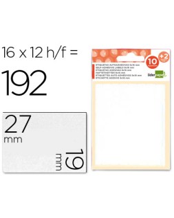 Etiquetas liderpapel sobre de 10 h. + 2 h. Obsequio 19x27 mm -16 unidades por hoja