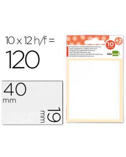 Etiquetas liderpapel sobre de 10 h. + 2 h. Obsequio 19x40 mm -10 unidades por hoja
