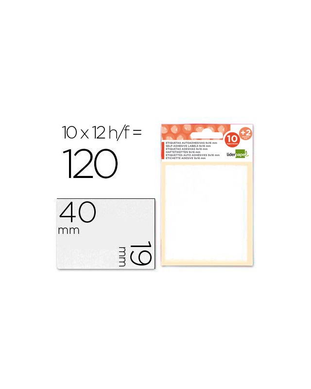 Etiquetas liderpapel sobre de 10 h. + 2 h. Obsequio 19x40 mm -10 unidades por hoja