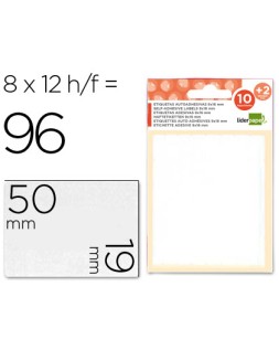 Etiquetas liderpapel sobre de 10 h. + 2 h. Obsequio 19x50 mm -8 unidades por hoja