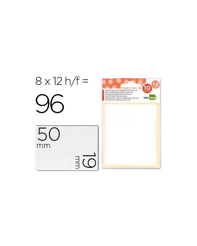 Etiquetas liderpapel sobre de 10 h. + 2 h. Obsequio 19x50 mm -8 unidades por hoja