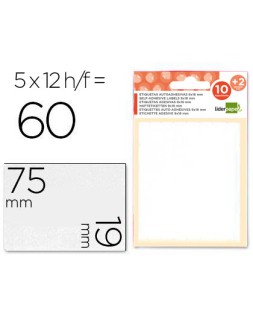Etiquetas liderpapel sobre de 10 h. + 2 h. Obsequio 19x75 mm -5 unidades por hoja