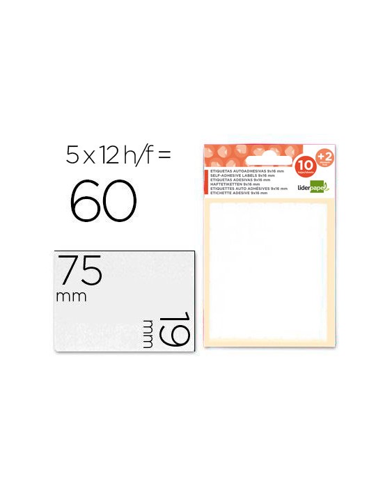 Etiquetas liderpapel sobre de 10 h. + 2 h. Obsequio 19x75 mm -5 unidades por hoja
