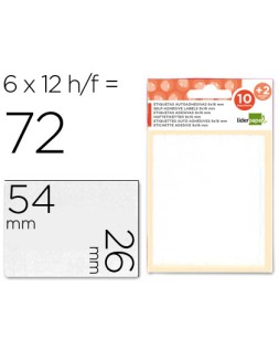 Etiquetas liderpapel sobre de 10 h. + 2 h. Obsequio 26x54 mm -6 unidades por hoja