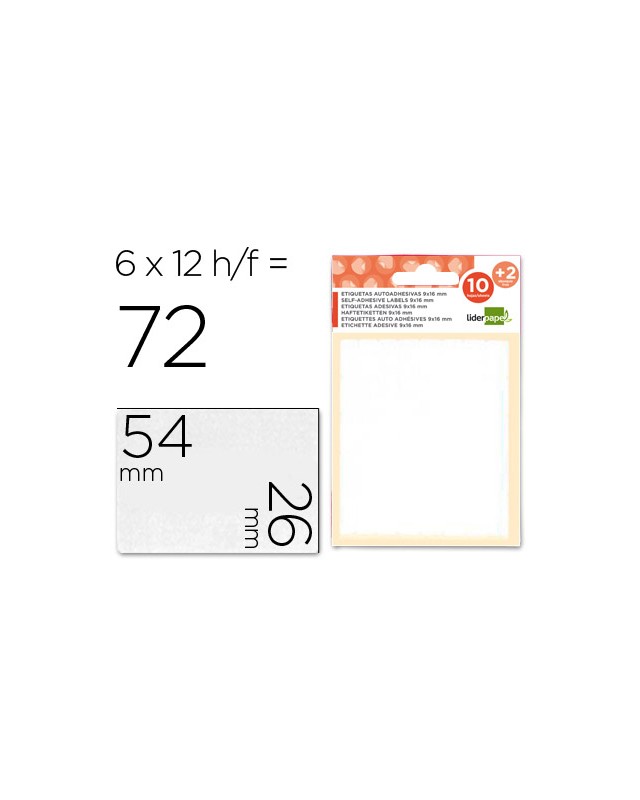 Etiquetas liderpapel sobre de 10 h. + 2 h. Obsequio 26x54 mm -6 unidades por hoja