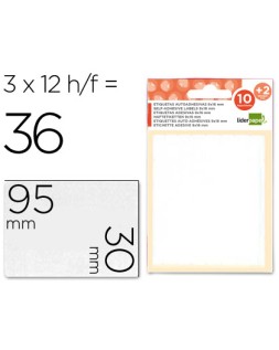 Etiquetas liderpapel sobre de 10 h. + 2 h. Obsequio 30x95 mm 2 unidades por hoja