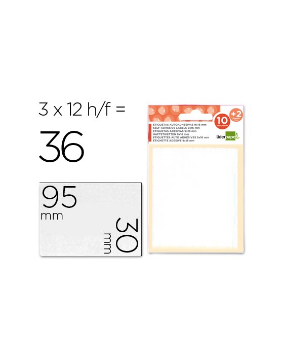 Etiquetas liderpapel sobre de 10 h. + 2 h. Obsequio 30x95 mm 2 unidades por hoja