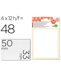 Etiquetas liderpapel sobre de 10 h. + 2 h. Obsequio 33x50 mm -4 unidades por hoja