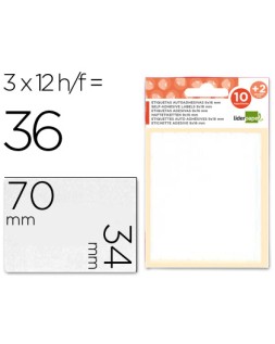 Etiquetas liderpapel sobre de 10 h. + 2 h. Obsequio 34x70 mm -3 unidades por hoja