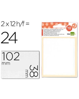 Etiquetas liderpapel sobre de 10 h. + 2 h. Obsequio 38x102 mm -2 unidades por hoja