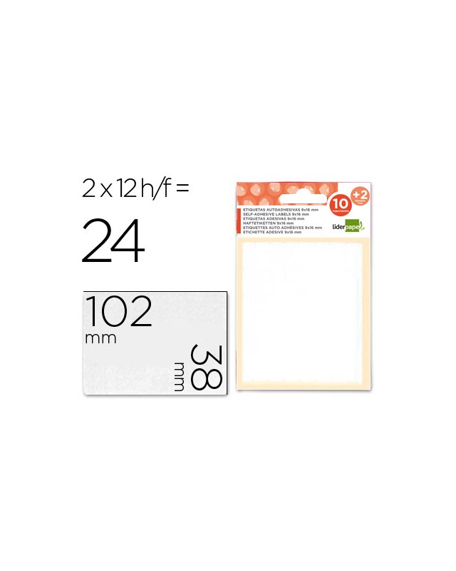 Etiquetas liderpapel sobre de 10 h. + 2 h. Obsequio 38x102 mm -2 unidades por hoja