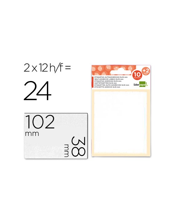 Etiquetas liderpapel sobre de 10 h. + 2 h. Obsequio 38x102 mm -2 unidades por hoja