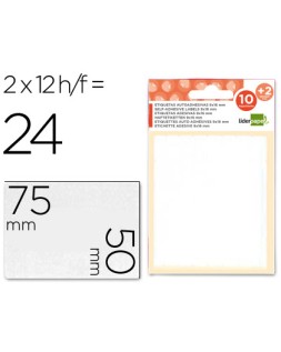 Etiquetas liderpapel sobre de 10 h. + 2 h. Obsequio 50x75 mm -2 unidades por hoja