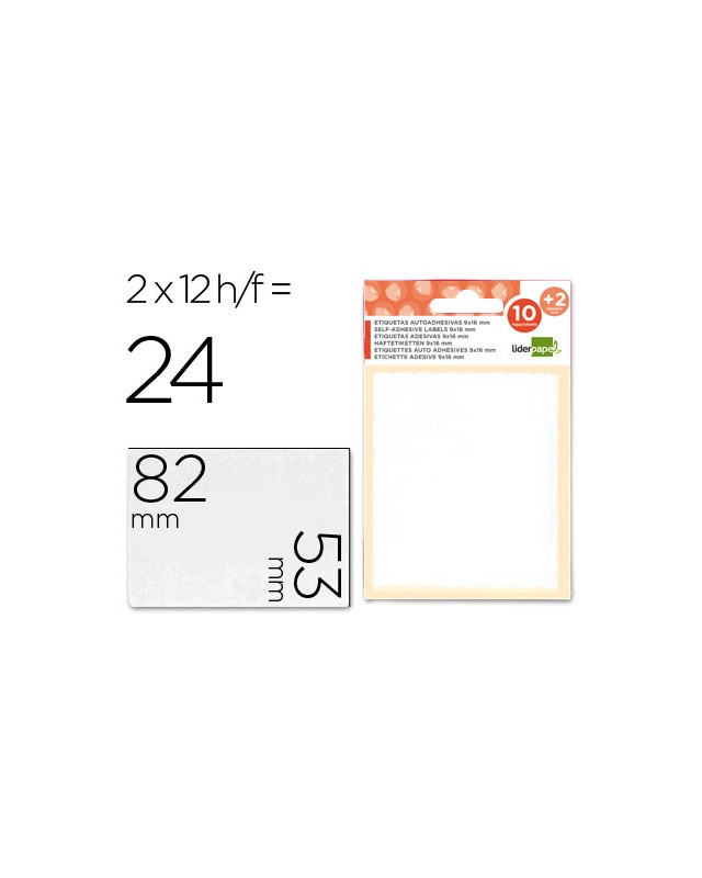 Etiquetas liderpapel sobre de 10 h. + 2 h. Obsequio 53x82 mm -2 unidades por hoja