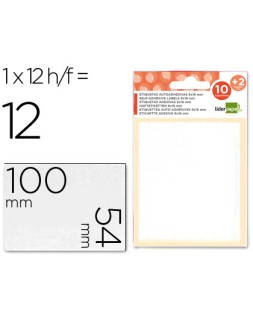 Etiquetas liderpapel sobre de 10 h. + 2 h. Obsequio 54x100 mm -1 unidades por hoja