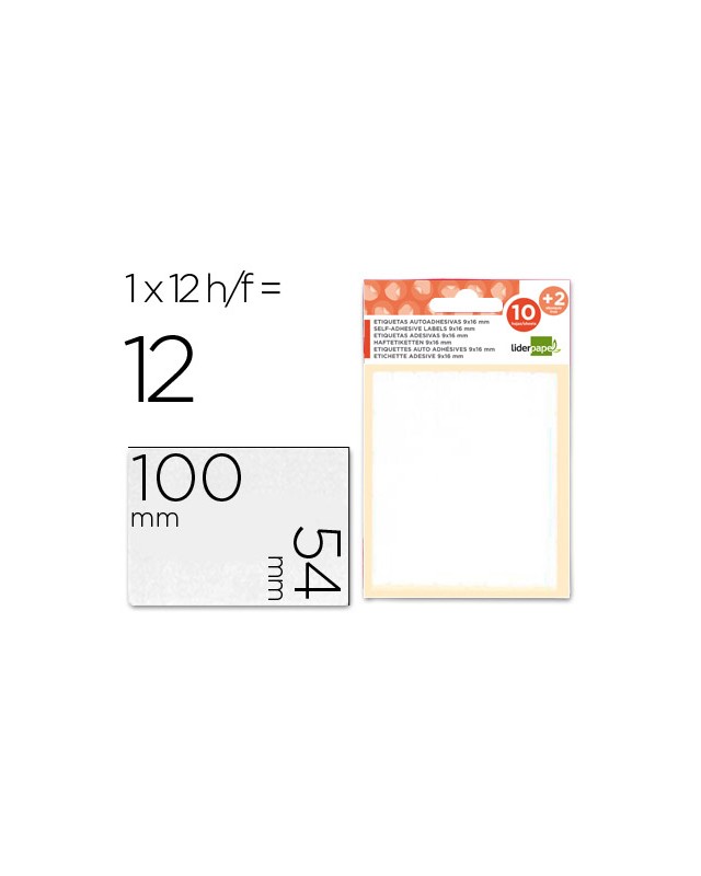Etiquetas liderpapel sobre de 10 h. + 2 h. Obsequio 54x100 mm -1 unidades por hoja