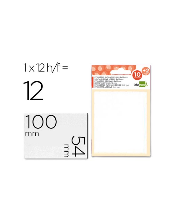 Etiquetas liderpapel sobre de 10 h. + 2 h. Obsequio 54x100 mm -1 unidades por hoja
