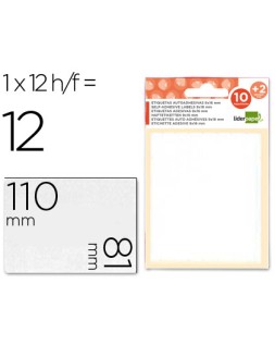Etiquetas liderpapel sobre de 10 h. + 2 h. Obsequio 81x110 mm 1 unidad por hoja