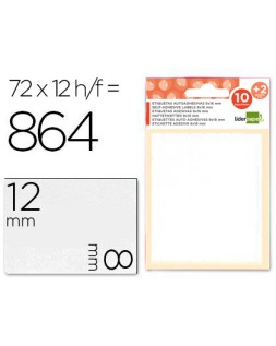 Etiquetas liderpapel sobre de 10 h. + 2 h. Obsequio 8x12 mm -72 unidades por hoja