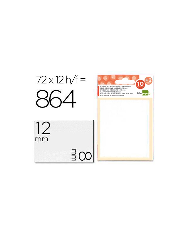 Etiquetas liderpapel sobre de 10 h. + 2 h. Obsequio 8x12 mm -72 unidades por hoja