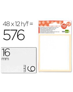 Etiquetas liderpapel sobre de 10 h. + 2 h. Obsequio 9x16 mm -48 unidades por hoja