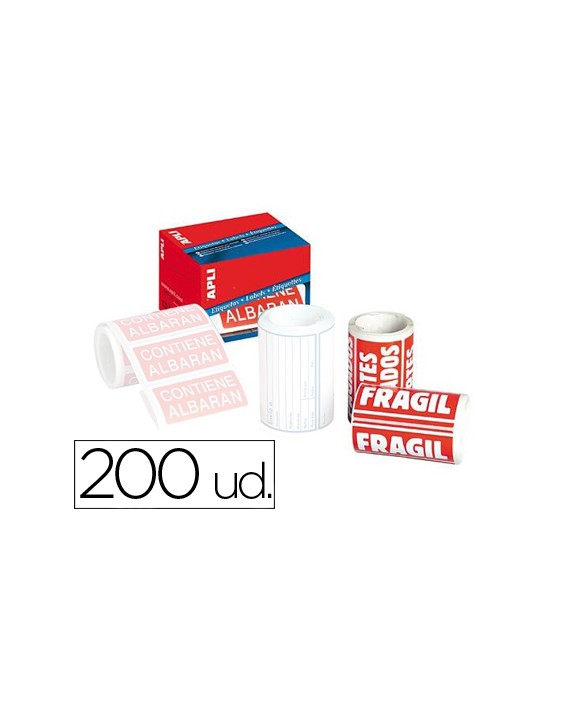 Etiquetas apli fragil 50x100 mm rollo con 200 unidades